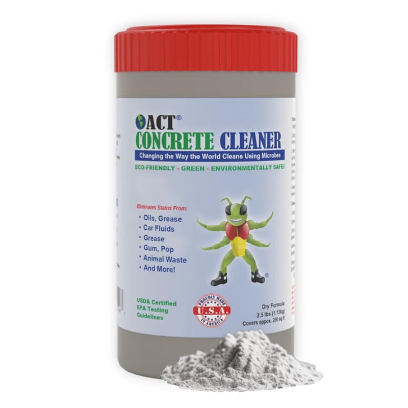 ACT Concrete Cleaner â€“ Eco-Friendly Dry Powder Oil Stain Remover for Driveways, Sidewalks, Garages & Commercial Use | HOA Approved | Bioremediation Formula | Safe around Pets | 2.5lb - Image 1